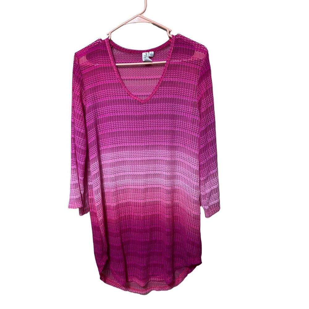 Ingear Resort Pink Ombré Open Knit Cover Up Top Size Large NWOT